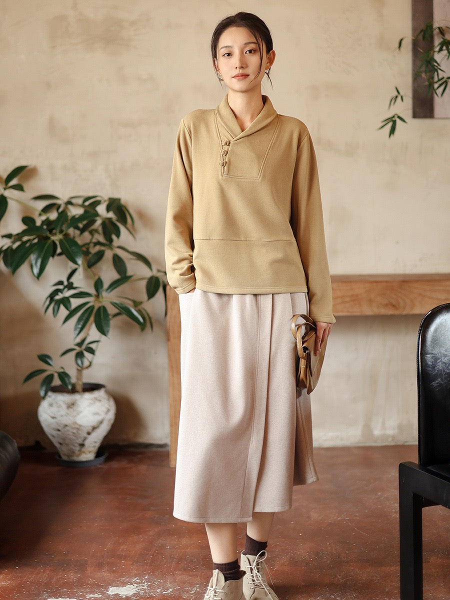 Tao One Tech™ • Cozy Elegance Knit Sweater • Tencel Modal Warm Ginger • Static-Free, Itch-Free • Lightweight Thermal Qi