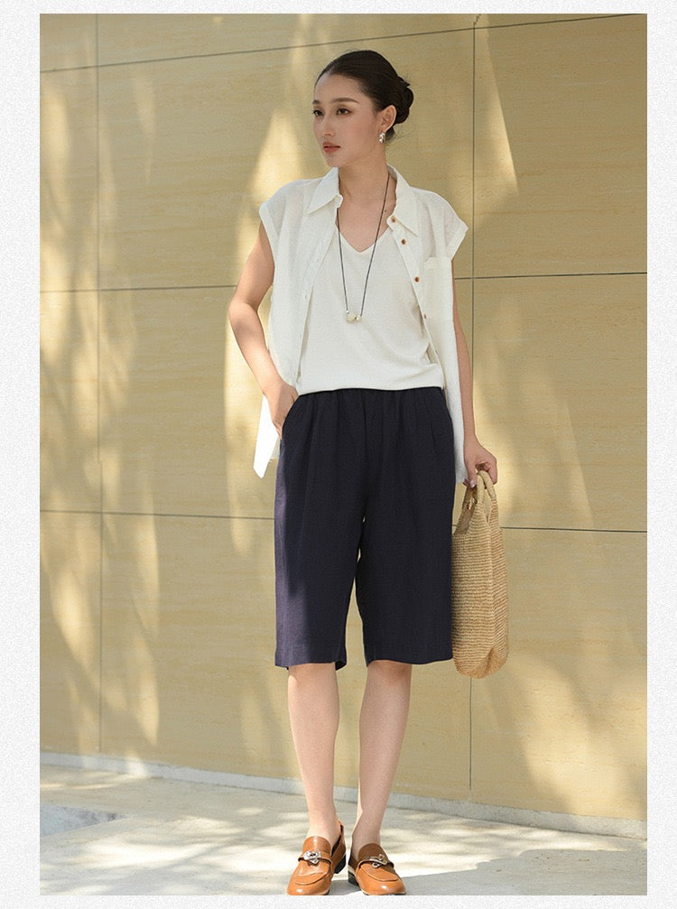 Tao One Tech™ • Business Qigong Shorts • Five-Quarter Shorts • High Waist • Tech Pockets • Pure Hemp • Sizes M-XXL