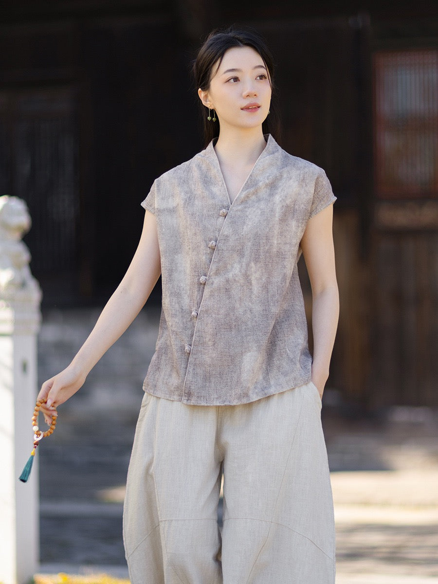 Tao One Tech™ • Qigong Kimono Cardigan • Hanfu • Short-Sleeves • Ramie Cotton