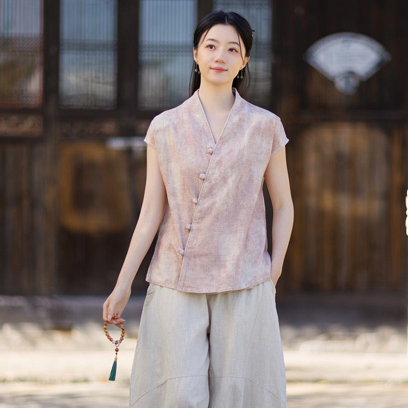 Tao One Tech™ • Qigong Kimono Cardigan • Hanfu • Short-Sleeves • Ramie Cotton