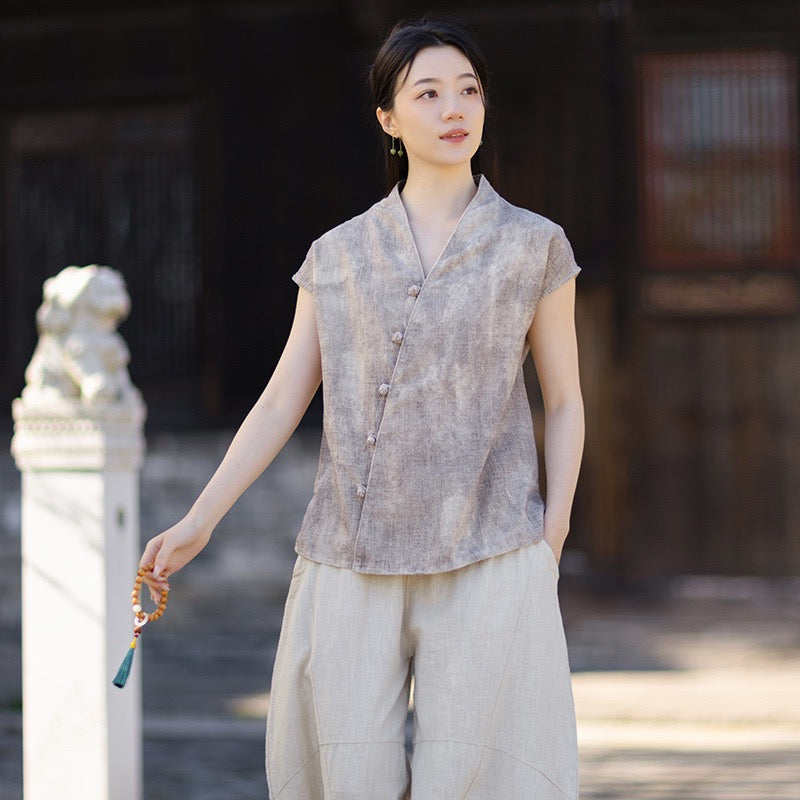 Tao One Tech™ • Qigong Kimono Cardigan • Hanfu • Short-Sleeves • Ramie Cotton