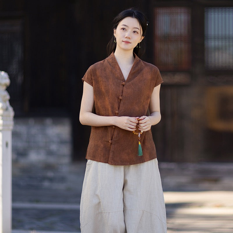 Tao One Tech™ • Qigong Kimono Cardigan • Hanfu • Short-Sleeves • Ramie Cotton