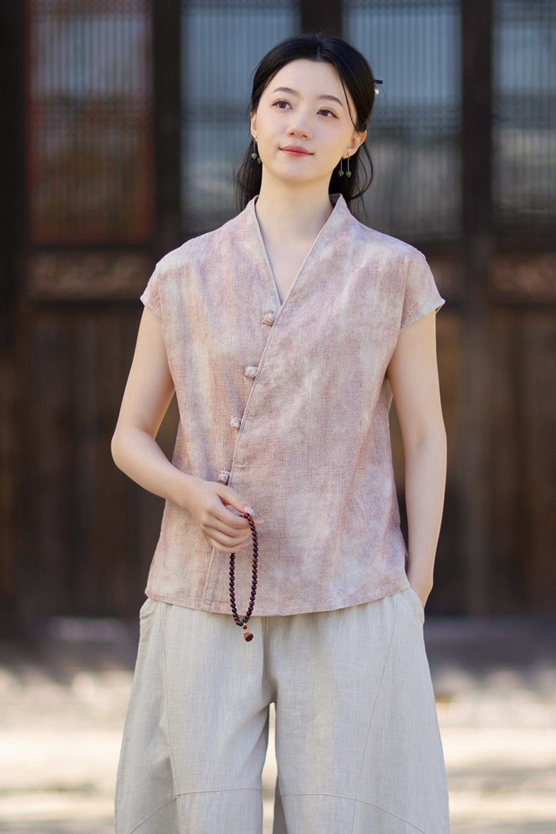 Tao One Tech™ • Qigong Kimono Cardigan • Hanfu • Short-Sleeves • Ramie Cotton