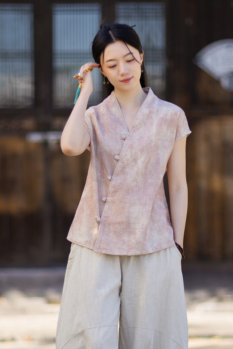 Tao One Tech™ • Qigong Kimono Cardigan • Hanfu • Short-Sleeves • Ramie Cotton