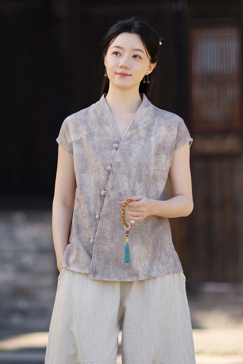 Tao One Tech™ • Qigong Kimono Cardigan • Hanfu • Short-Sleeves • Ramie Cotton
