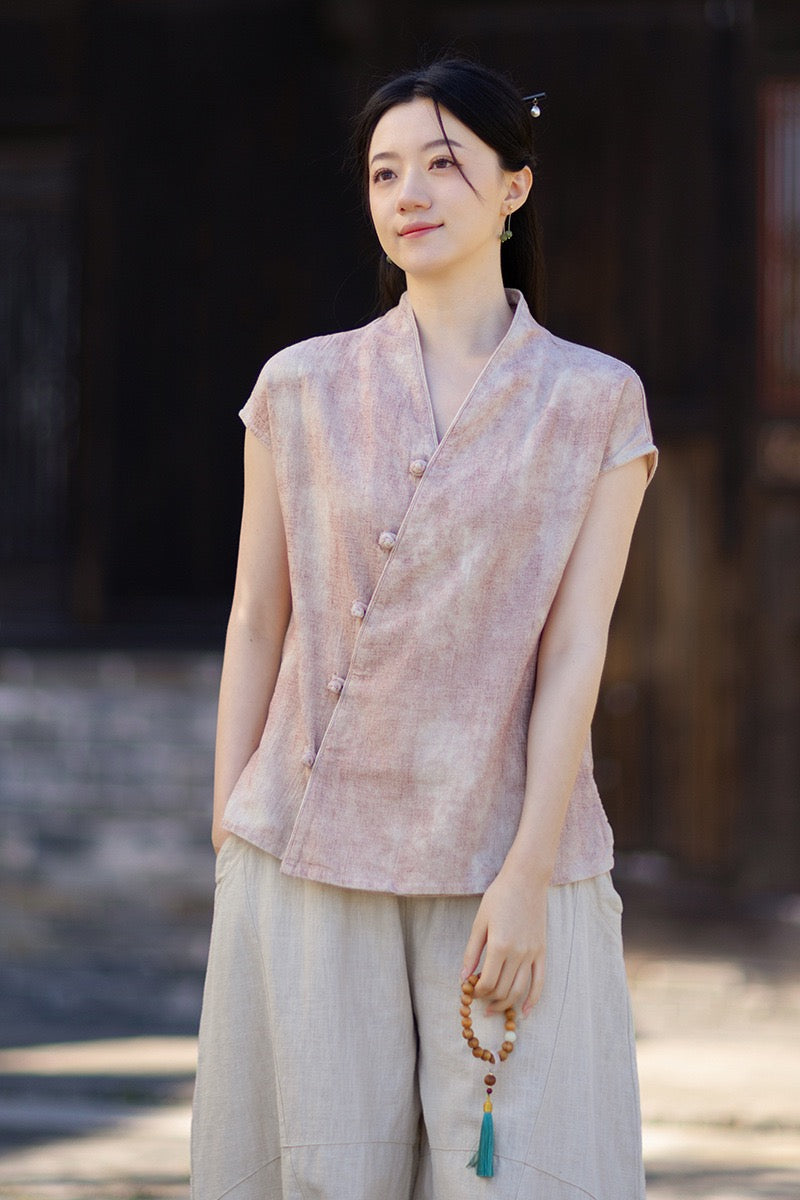 Tao One Tech™ • Qigong Kimono Cardigan • Hanfu • Short-Sleeves • Ramie Cotton