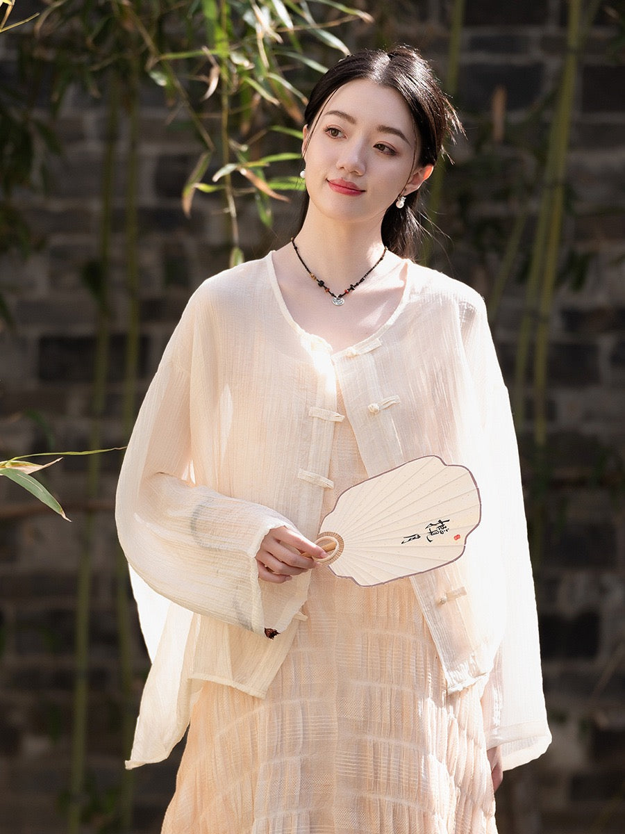 Tao One Tech™ • Tao Fairy Sunscreen Cardigan • Kimono • Hanfu • Air Conditioning Shirt • Butterfly Bat Wing Sleeves • Cooling • Sheer • Translucent • Regenerated Cellulose Fibre