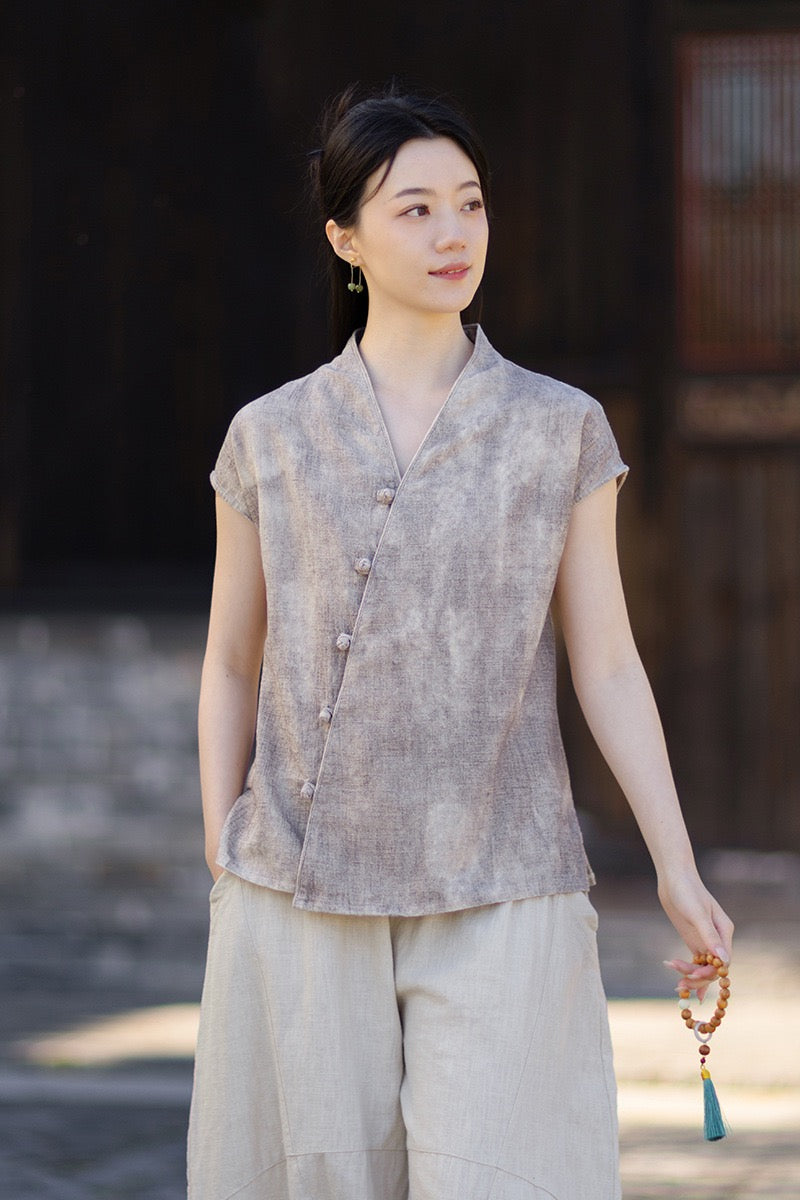 Tao One Tech™ • Qigong Kimono Cardigan • Hanfu • Short-Sleeves • Ramie Cotton