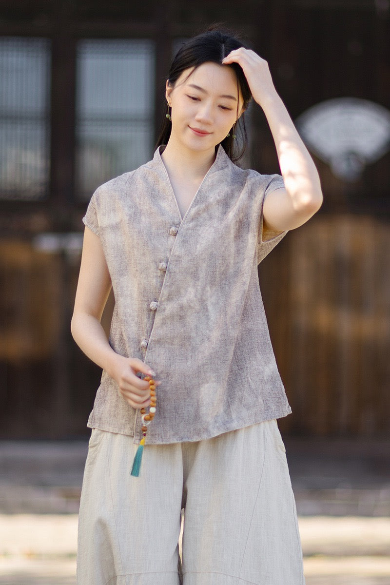 Tao One Tech™ • Qigong Kimono Cardigan • Hanfu • Short-Sleeves • Ramie Cotton