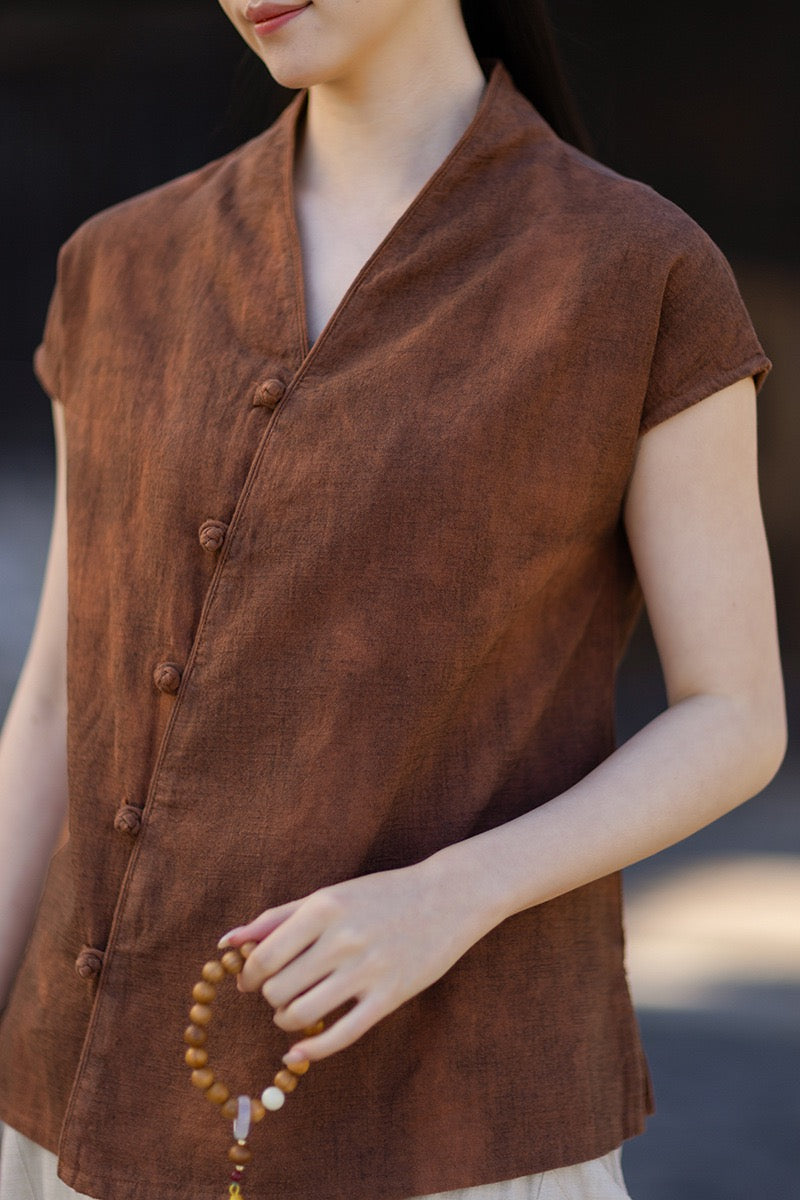 Tao One Tech™ • Qigong Kimono Cardigan • Hanfu • Short-Sleeves • Ramie Cotton