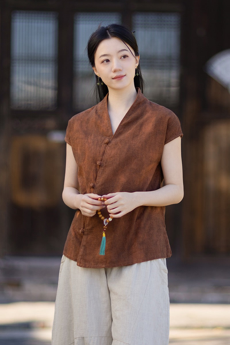 Tao One Tech™ • Qigong Kimono Cardigan • Hanfu • Short-Sleeves • Ramie Cotton