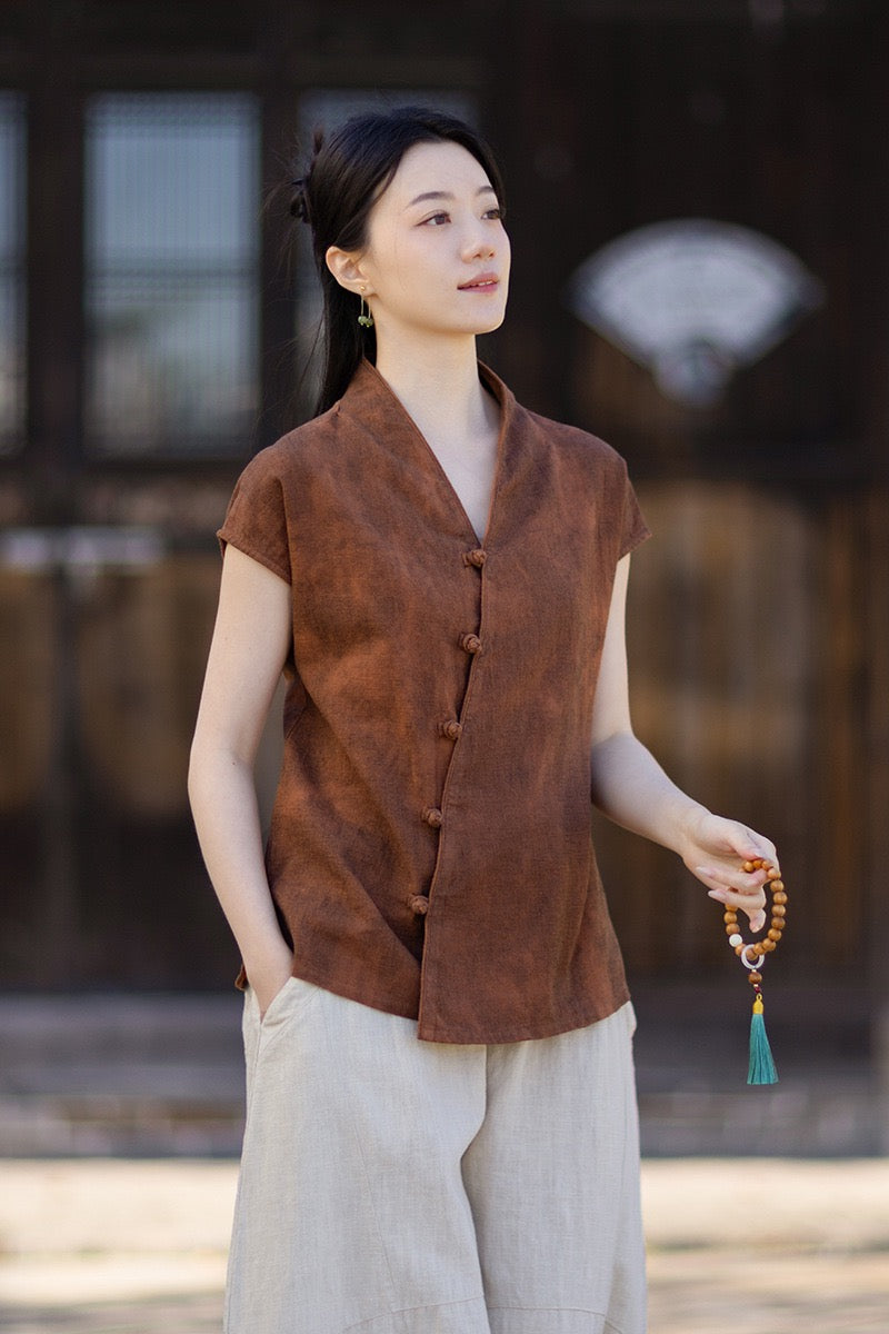 Tao One Tech™ • Qigong Kimono Cardigan • Hanfu • Short-Sleeves • Ramie Cotton