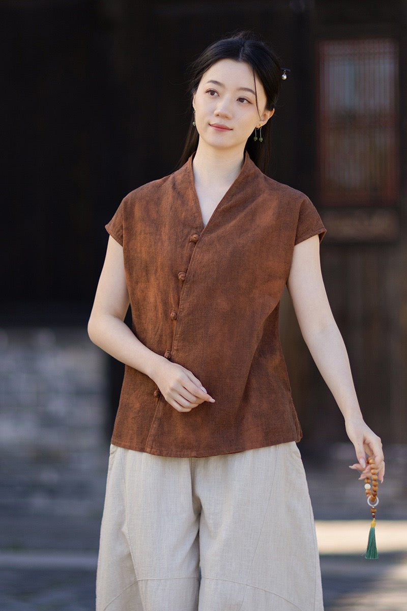Tao One Tech™ • Qigong Kimono Cardigan • Hanfu • Short-Sleeves • Ramie Cotton