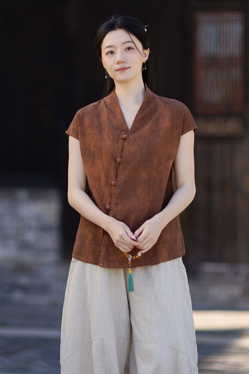 Tao One Tech™ • Qigong Kimono Cardigan • Hanfu • Short-Sleeves • Ramie Cotton