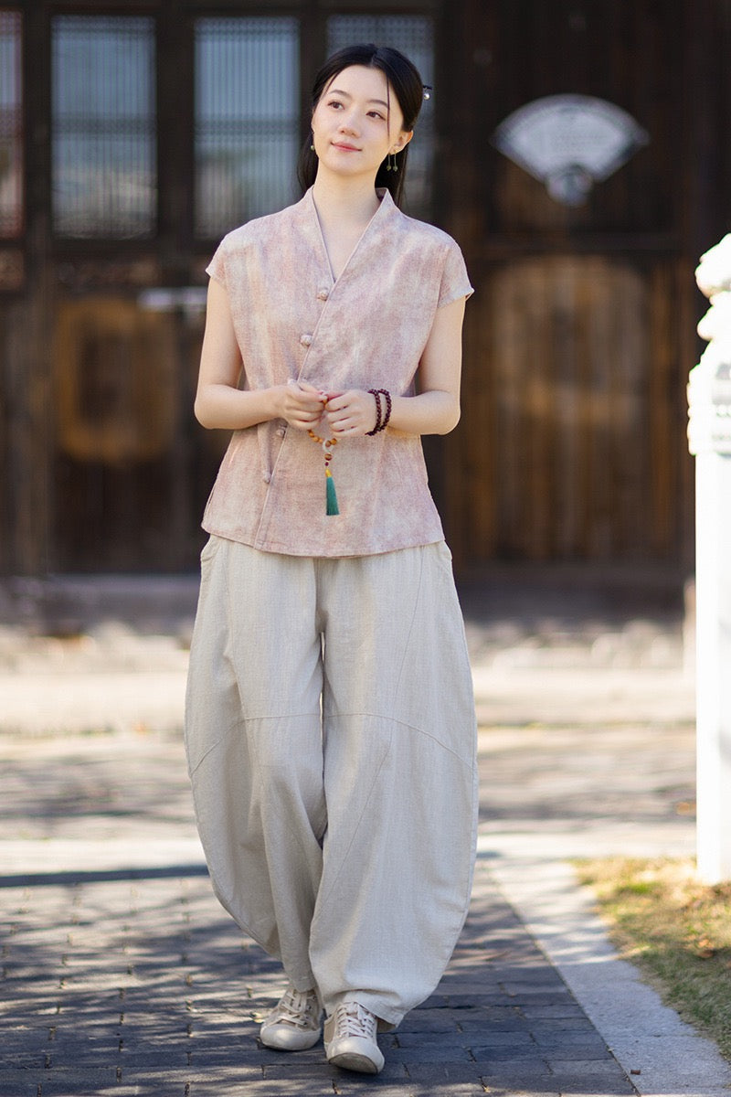 Tao One Tech™ • Qigong Kimono Cardigan • Hanfu • Short-Sleeves • Ramie Cotton