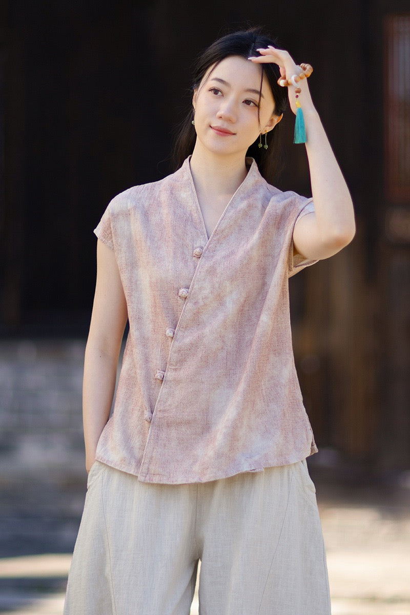 Tao One Tech™ • Qigong Kimono Cardigan • Hanfu • Short-Sleeves • Ramie Cotton