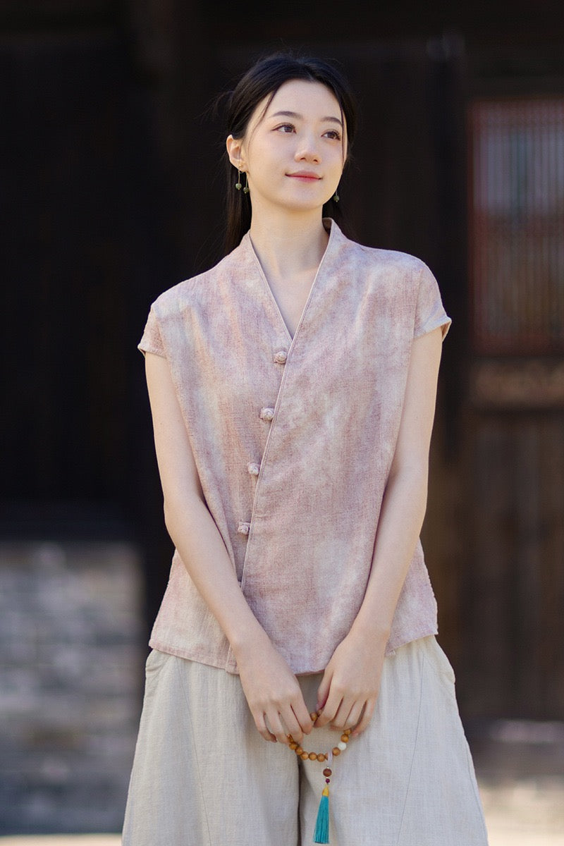 Tao One Tech™ • Qigong Kimono Cardigan • Hanfu • Short-Sleeves • Ramie Cotton