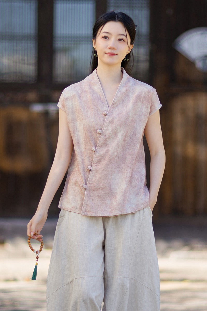 Tao One Tech™ • Qigong Kimono Cardigan • Hanfu • Short-Sleeves • Ramie Cotton