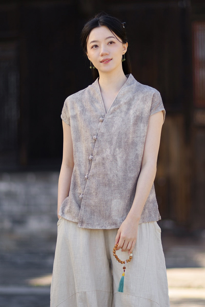 Tao One Tech™ • Qigong Kimono Cardigan • Hanfu • Short-Sleeves • Ramie Cotton