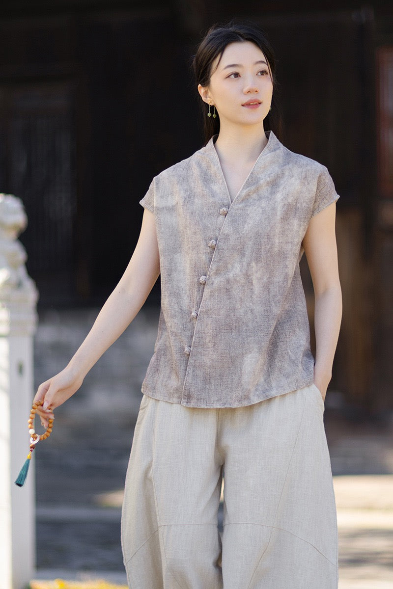 Tao One Tech™ • Qigong Kimono Cardigan • Hanfu • Short-Sleeves • Ramie Cotton