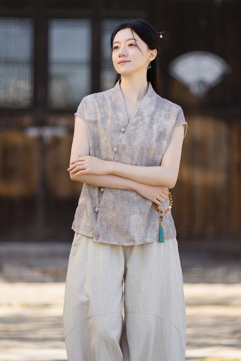 Tao One Tech™ • Qigong Kimono Cardigan • Hanfu • Short-Sleeves • Ramie Cotton