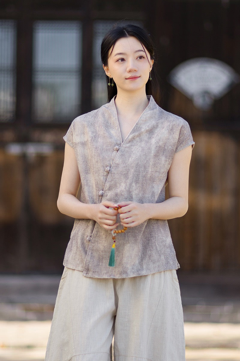 Tao One Tech™ • Qigong Kimono Cardigan • Hanfu • Short-Sleeves • Ramie Cotton