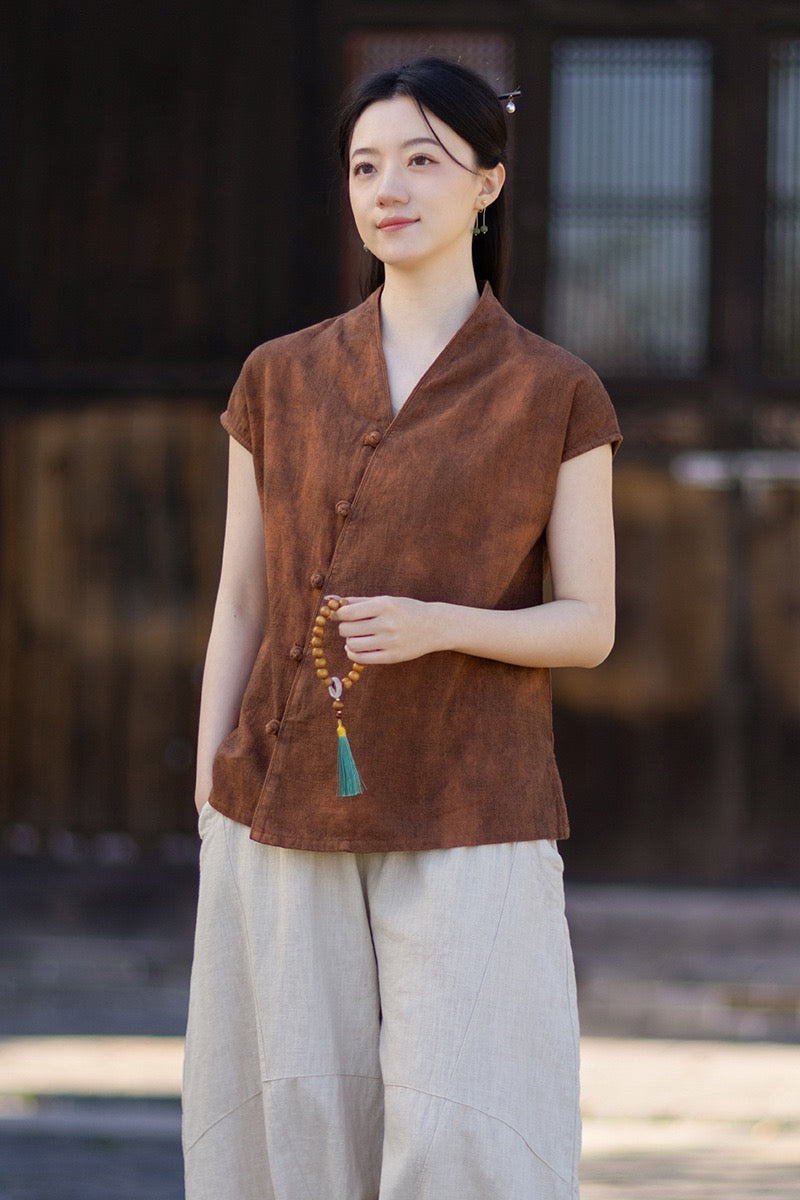 Tao One Tech™ • Qigong Kimono Cardigan • Hanfu • Short-Sleeves • Ramie Cotton