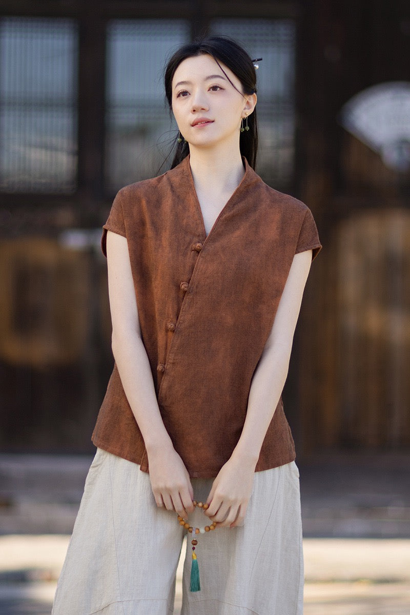 Tao One Tech™ • Qigong Kimono Cardigan • Hanfu • Short-Sleeves • Ramie Cotton