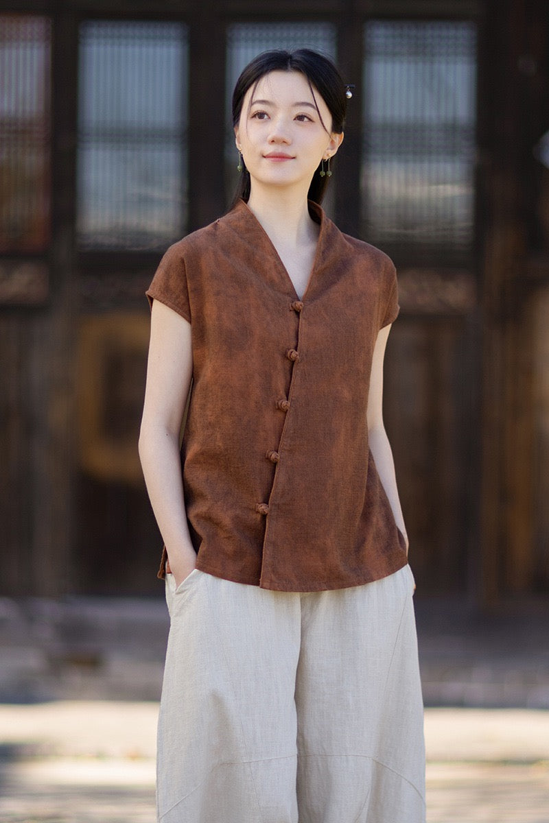 Tao One Tech™ • Qigong Kimono Cardigan • Hanfu • Short-Sleeves • Ramie Cotton