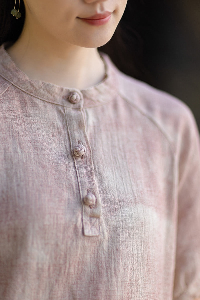 Tao One Tech™ • Qigong Elegance Dress • A-Line • Bubble Sleeves • Sunscreen Layer • Ramie Cotton