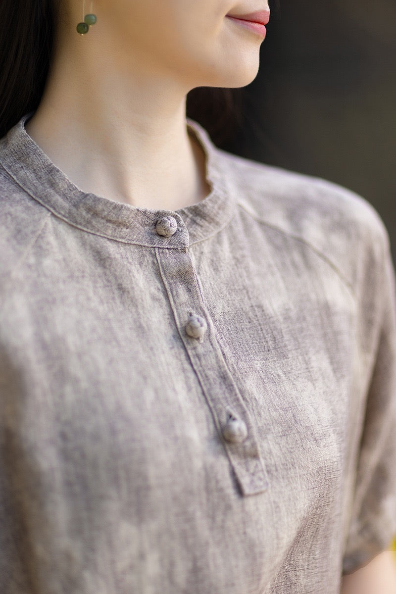 Tao One Tech™ • Qigong Elegance Dress • A-Line • Bubble Sleeves • Sunscreen Layer • Ramie Cotton