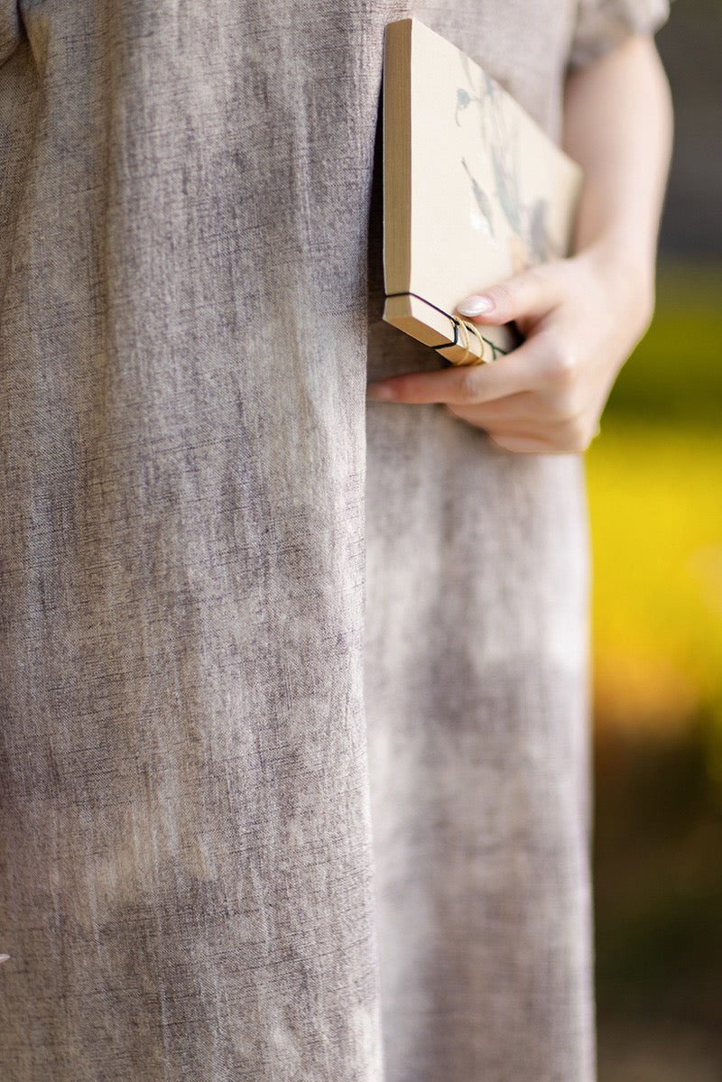 Tao One Tech™ • Qigong Elegance Dress • A-Line • Bubble Sleeves • Sunscreen Layer • Ramie Cotton