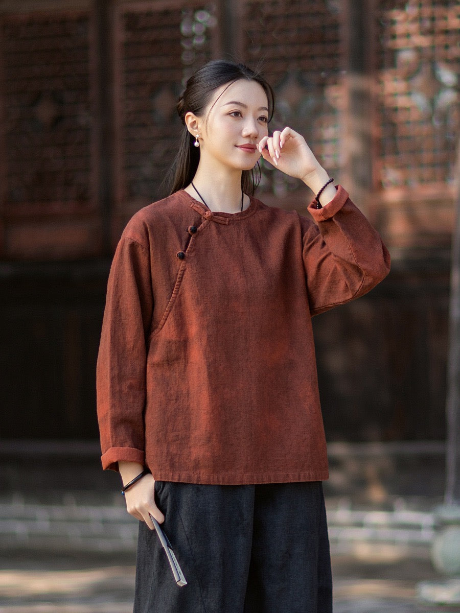Tao One Tech™ • Watercolour Qigong Long-Sleeve Shirt • Tie-Dye • Ramie Cotton