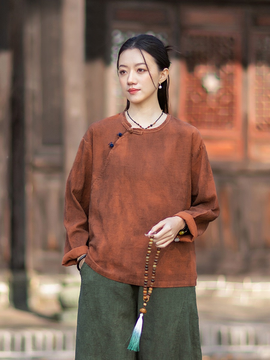 Tao One Tech™ • Watercolour Qigong Long-Sleeve Shirt • Tie-Dye • Ramie Cotton