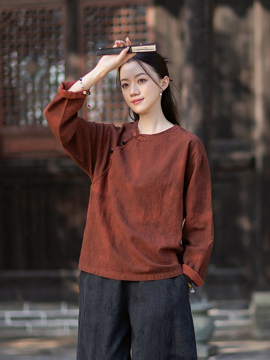Tao One Tech™ • Watercolour Qigong Long-Sleeve Shirt • Tie-Dye • Ramie Cotton