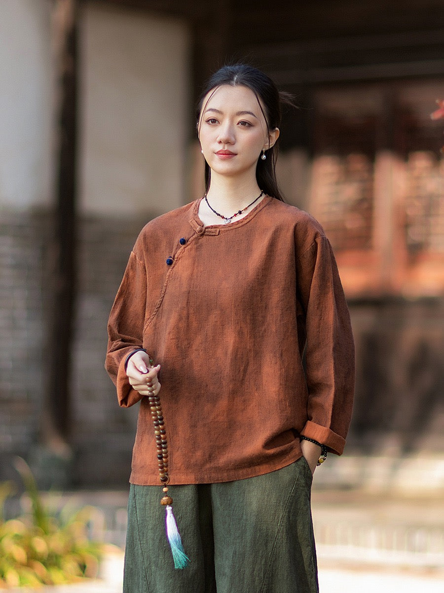 Tao One Tech™ • Watercolour Qigong Long-Sleeve Shirt • Tie-Dye • Ramie Cotton