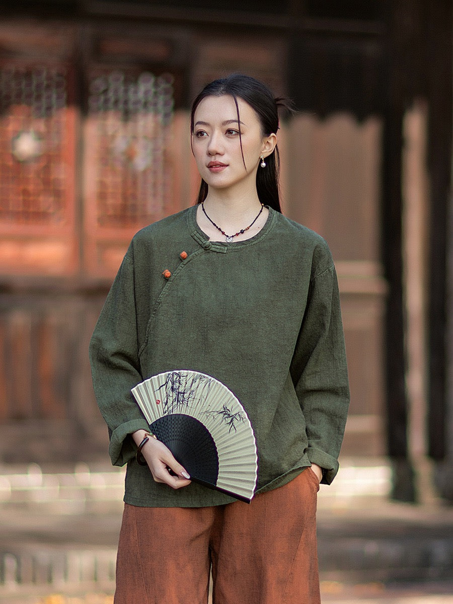 Tao One Tech™ • Watercolour Qigong Long-Sleeve Shirt • Tie-Dye • Ramie Cotton
