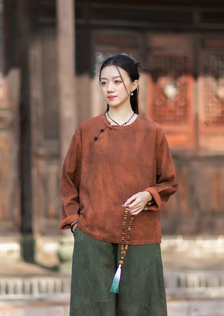 Tao One Tech™ • Watercolour Qigong Long-Sleeve Shirt • Tie-Dye • Ramie Cotton
