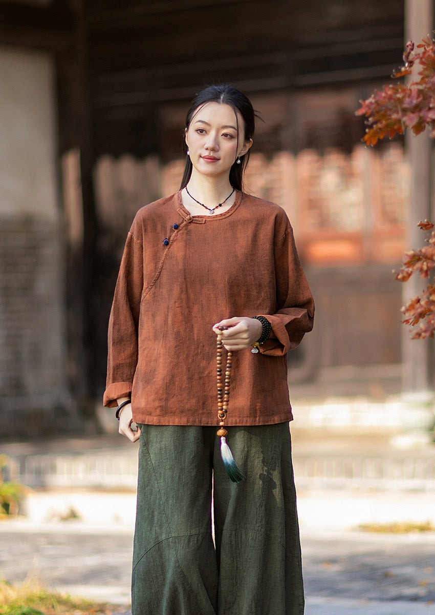 Tao One Tech™ • Watercolour Qigong Long-Sleeve Shirt • Tie-Dye • Ramie Cotton