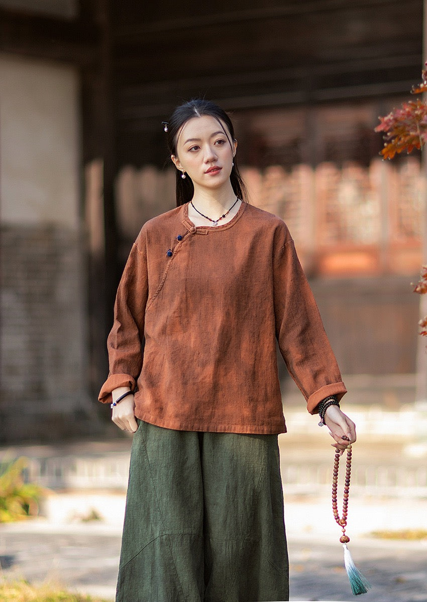 Tao One Tech™ • Watercolour Qigong Long-Sleeve Shirt • Tie-Dye • Ramie Cotton