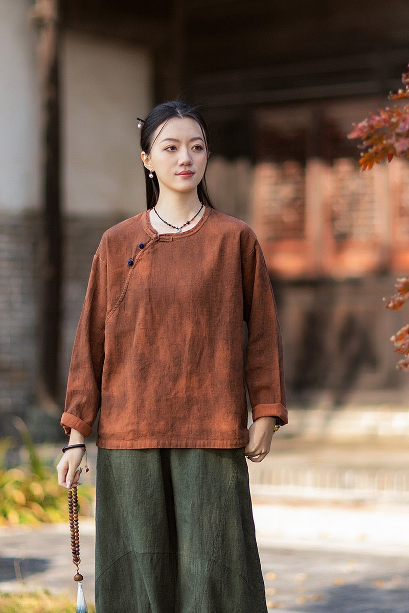 Tao One Tech™ • Watercolour Qigong Long-Sleeve Shirt • Tie-Dye • Ramie Cotton