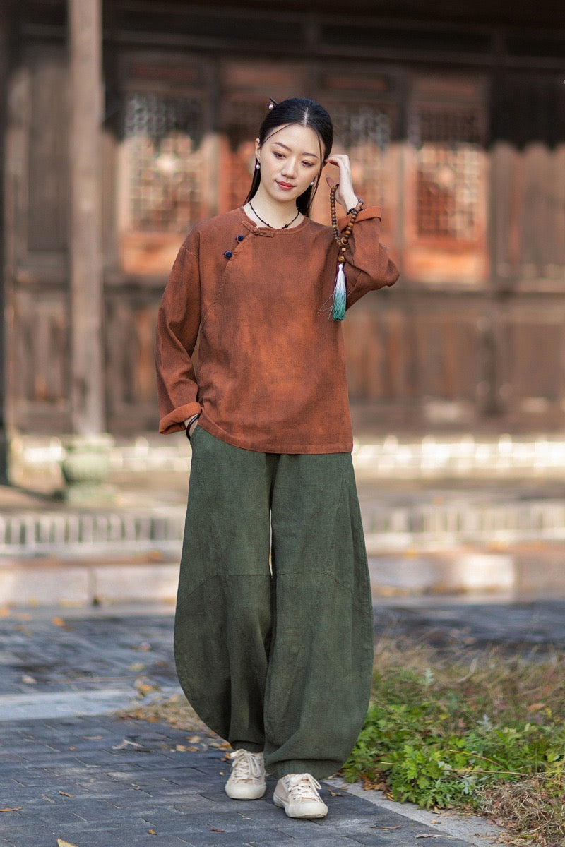 Tao One Tech™ • Watercolour Qigong Long-Sleeve Shirt • Tie-Dye • Ramie Cotton