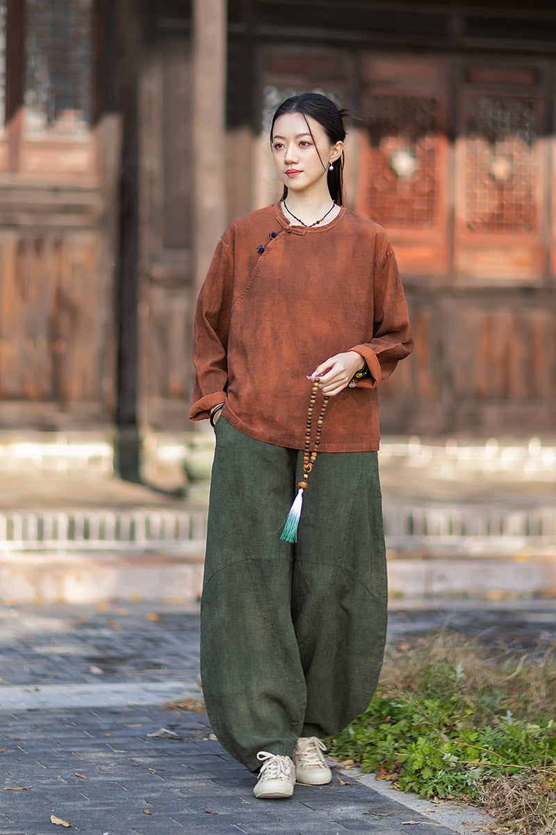 Tao One Tech™ • Watercolour Qigong Long-Sleeve Shirt • Tie-Dye • Ramie Cotton