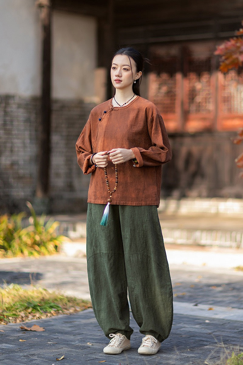 Tao One Tech™ • Watercolour Qigong Long-Sleeve Shirt • Tie-Dye • Ramie Cotton