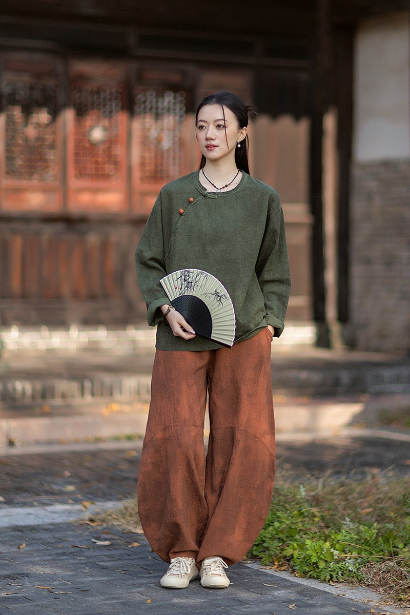 Tao One Tech™ • Watercolour Qigong Long-Sleeve Shirt • Tie-Dye • Ramie Cotton
