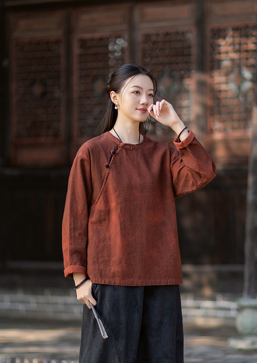 Tao One Tech™ • Watercolour Qigong Long-Sleeve Shirt • Tie-Dye • Ramie Cotton