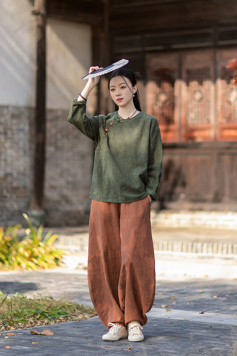 Tao One Tech™ • Watercolour Qigong Long-Sleeve Shirt • Tie-Dye • Ramie Cotton