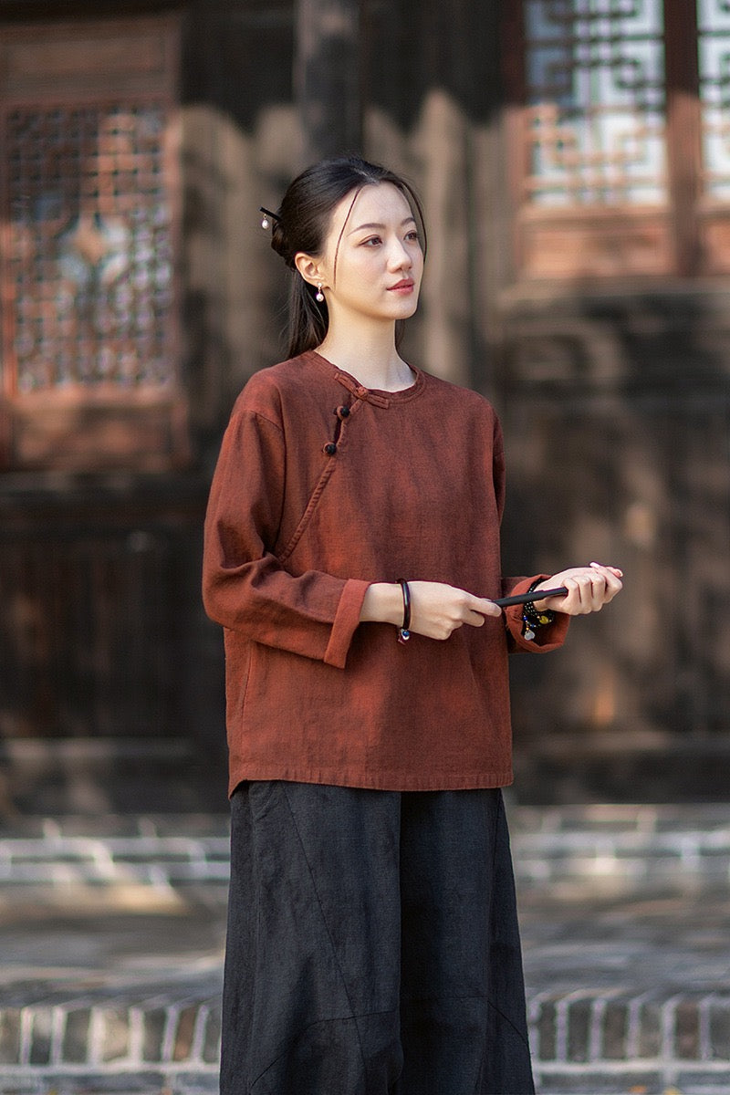 Tao One Tech™ • Watercolour Qigong Long-Sleeve Shirt • Tie-Dye • Ramie Cotton