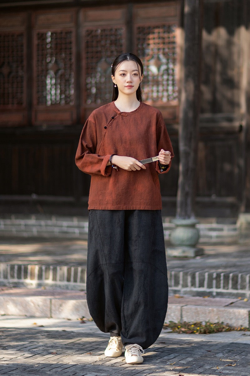 Tao One Tech™ • Watercolour Qigong Long-Sleeve Shirt • Tie-Dye • Ramie Cotton