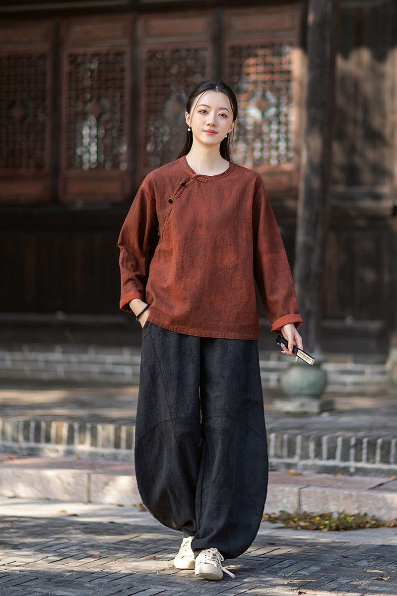Tao One Tech™ • Watercolour Qigong Long-Sleeve Shirt • Tie-Dye • Ramie Cotton